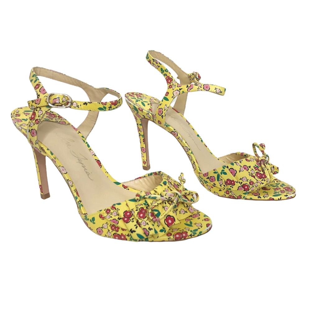 Isa Tapia Evie Sandal Yellow Floral Ruffle Strap Heeled